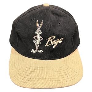 90s Bugs Bunny Fitted Hat Mens Medium Black Tan ACME Baseball Cap Y2K Vtg Golf